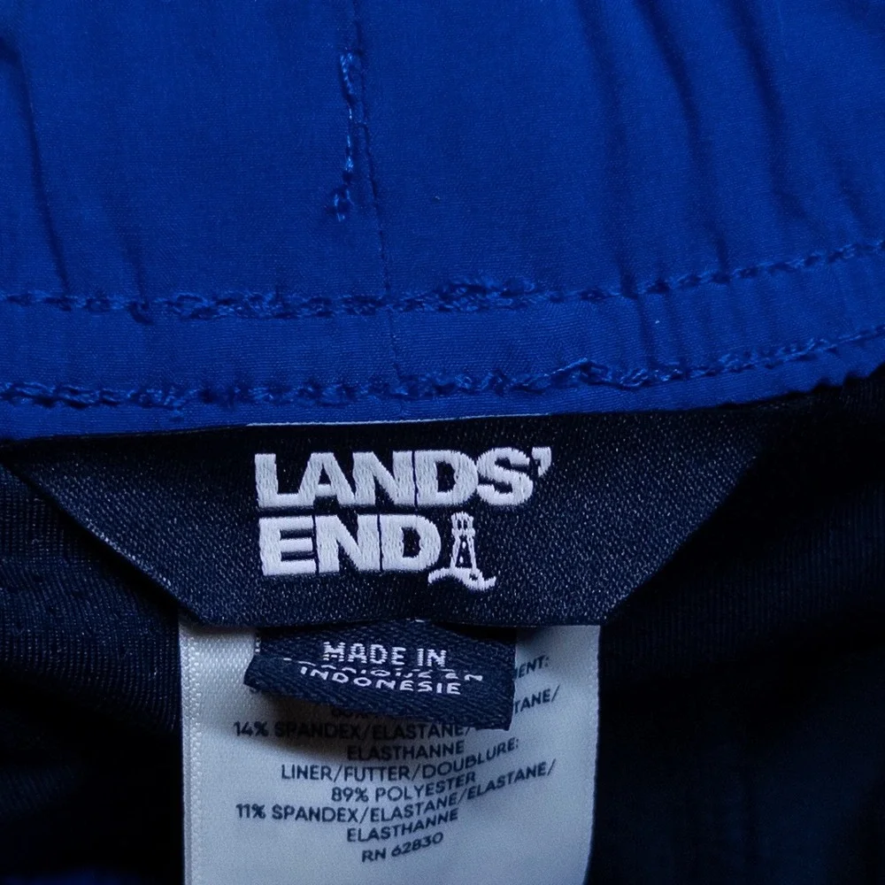 Lands' End Boys Swim Trunks Size L 10-12 Blue Galaxy Cosmic Board Shorts Beach